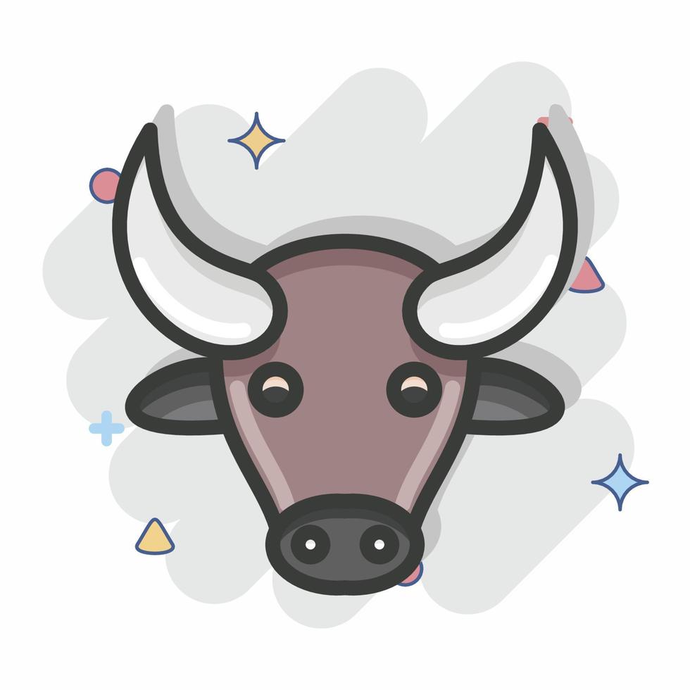 Icon Buffalo. related to Animal Head symbol. Comic Style. simple design editable. simple illustration. cute. education vector