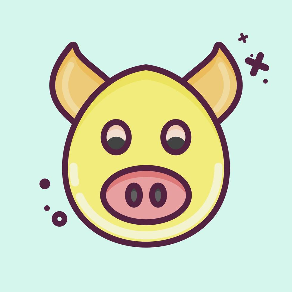 Icon Pig. related to Animal Head symbol. MBE style. simple design editable. simple illustration. cute. education vector