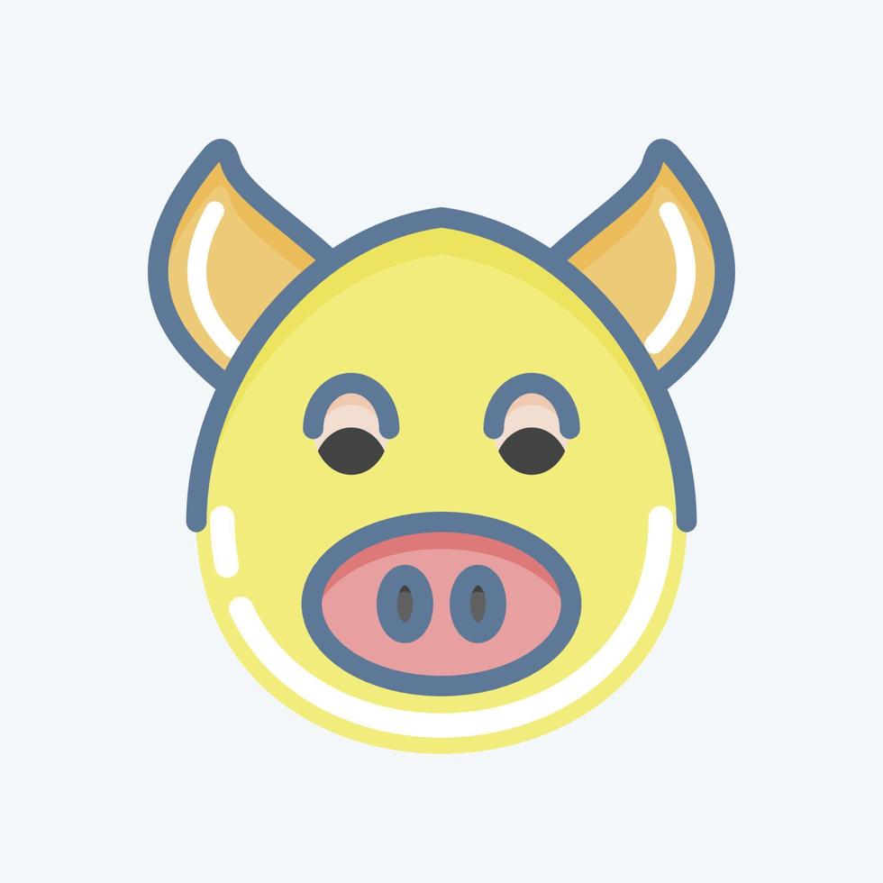 Icon Pig. related to Animal Head symbol. doodle style. simple design editable. simple illustration. cute. education vector