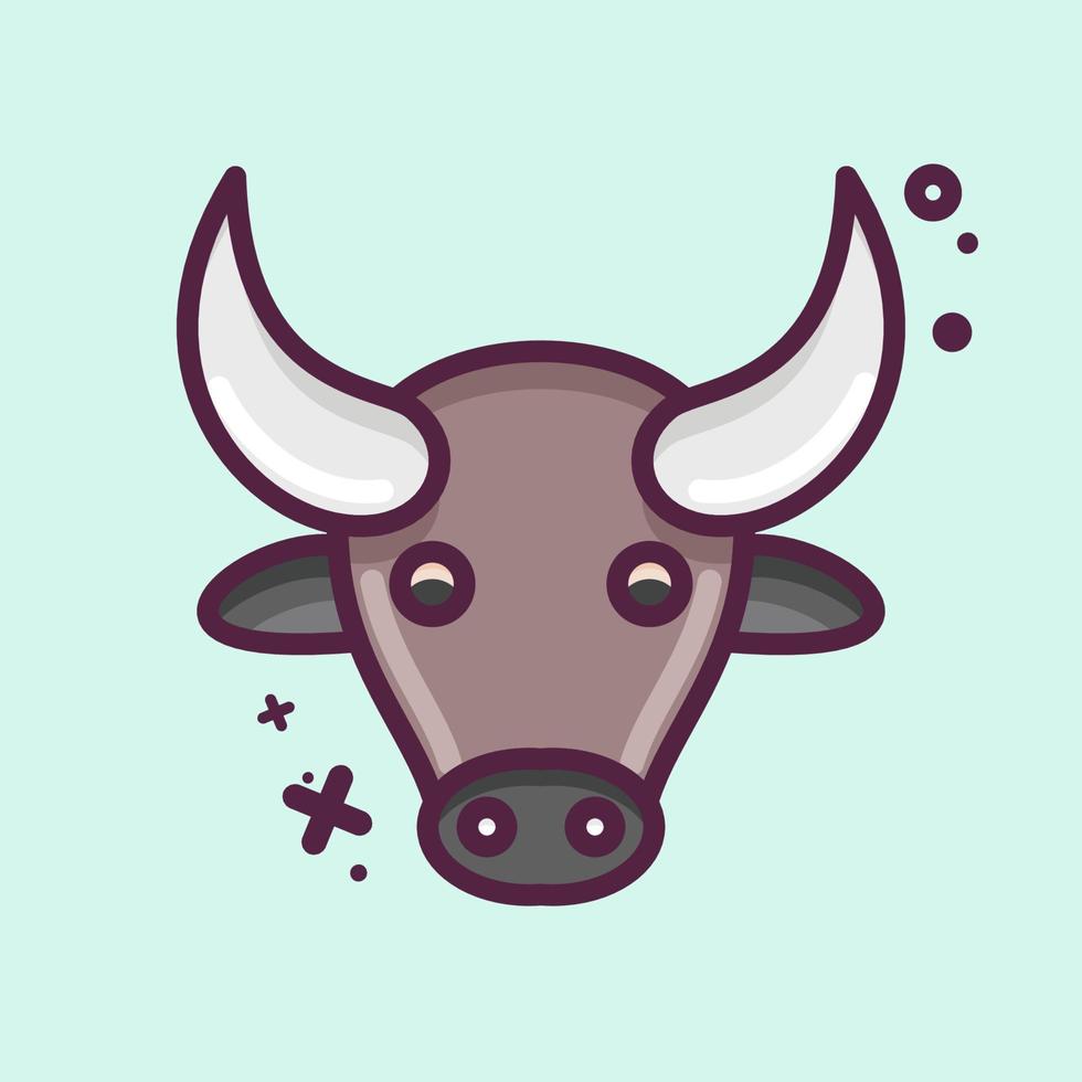 Icon Buffalo. related to Animal Head symbol. MBE style. simple design editable. simple illustration. cute. education vector