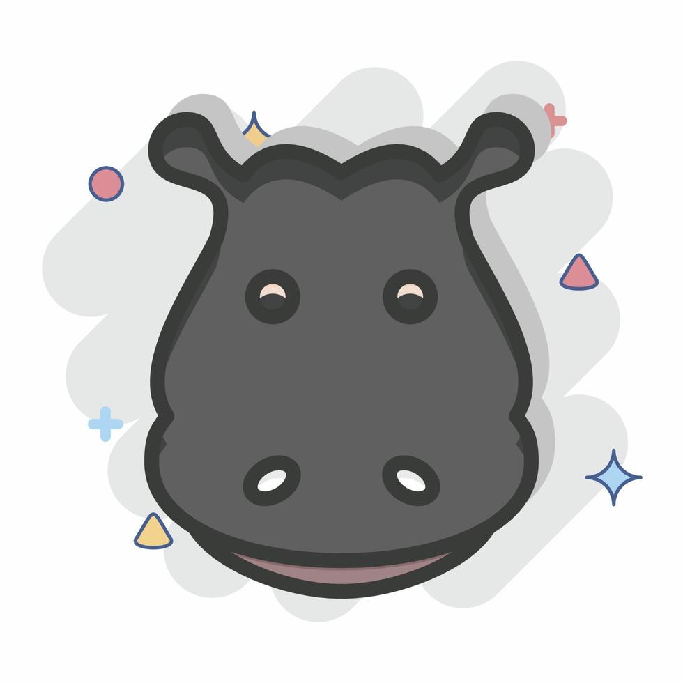 Icon Hippopotamus. related to Animal Head symbol. Comic Style. simple design editable. simple illustration. cute. education vector