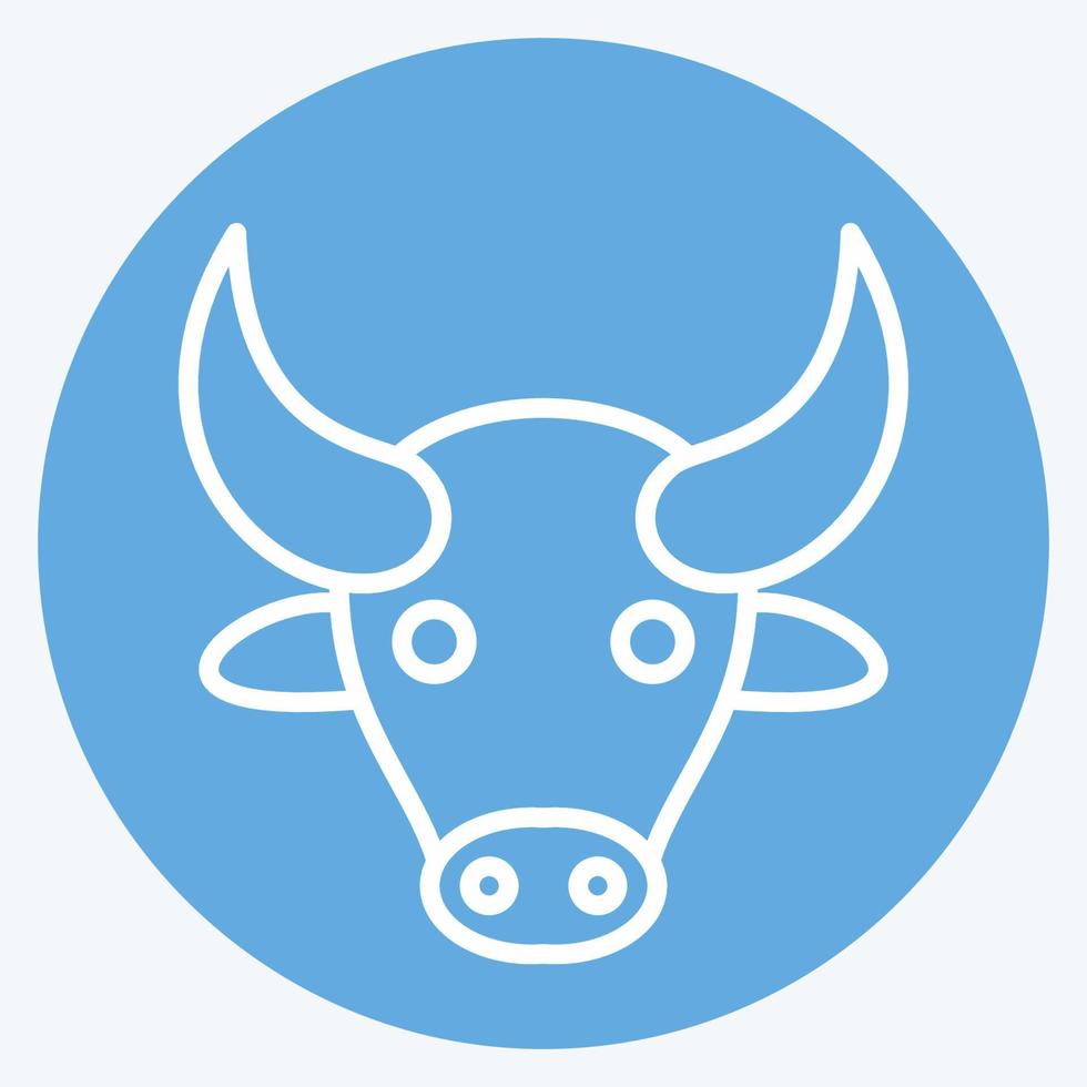 Icon Buffalo. related to Animal Head symbol. blue eyes style. simple design editable. simple illustration. cute. education vector