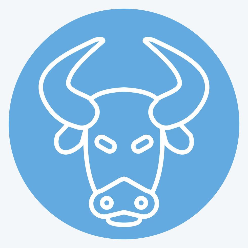 Icon Bison. related to Animal Head symbol. blue eyes style. simple design editable. simple illustration. cute. education vector