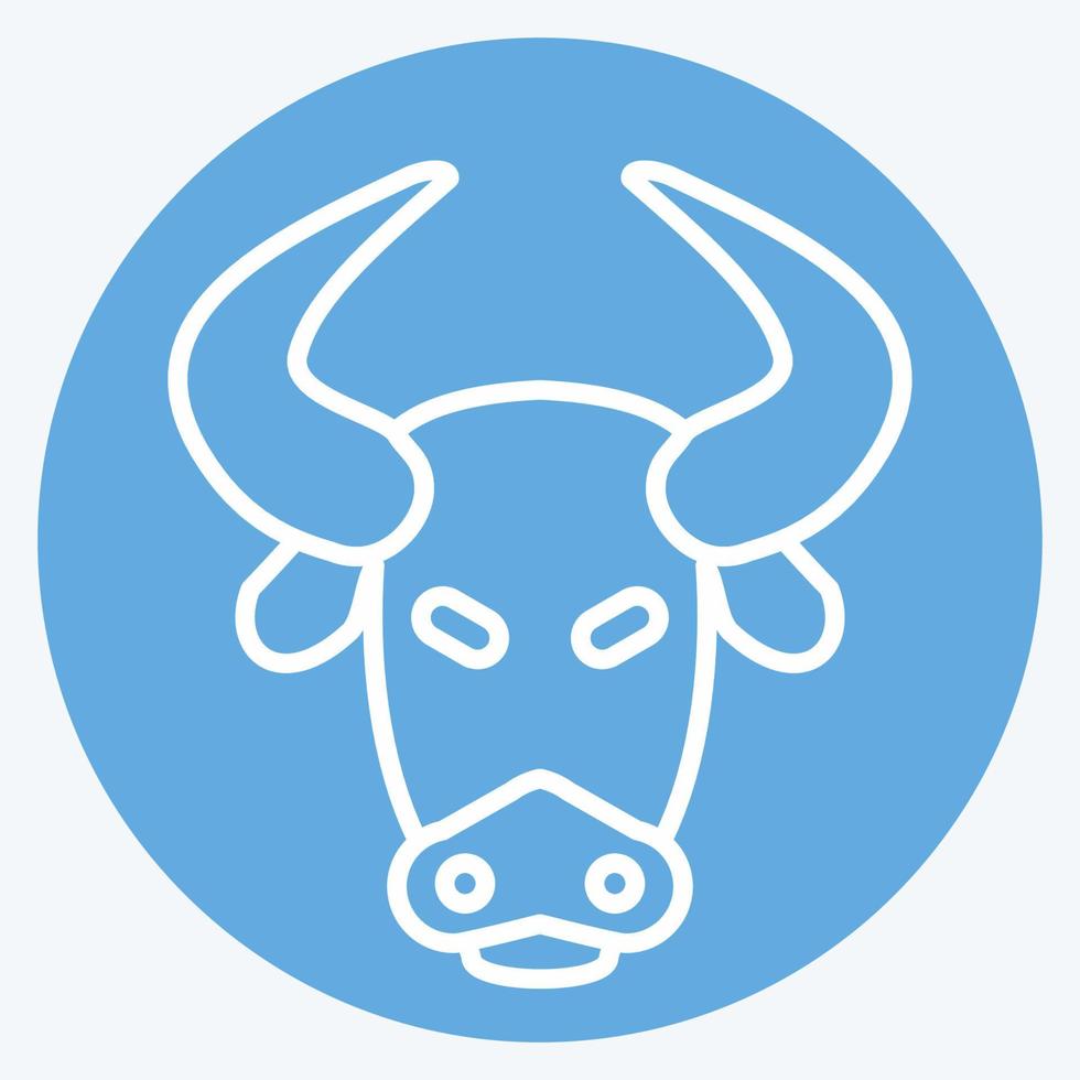 Icon Bison. related to Animal Head symbol. blue eyes style. simple design editable. simple illustration. cute. education vector