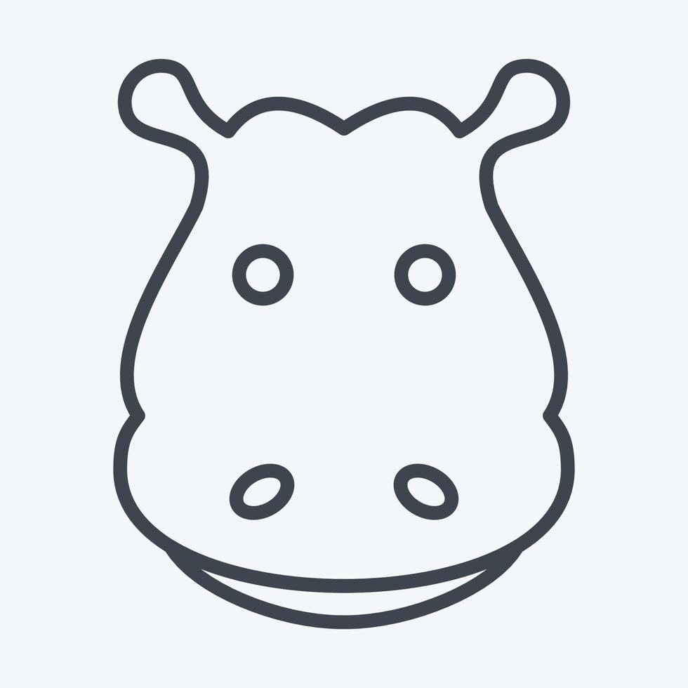 Icon Hippopotamus. related to Animal Head symbol. line style. simple design editable. simple illustration. cute. education vector