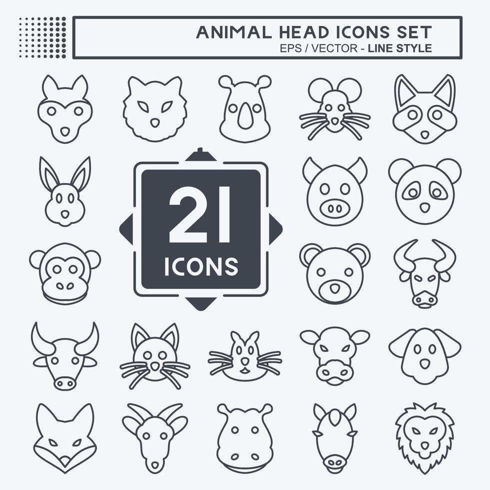 Icon Set Animal Head. related to Animal Head symbol. line style. simple design editable. simple illustration. cute. education vector