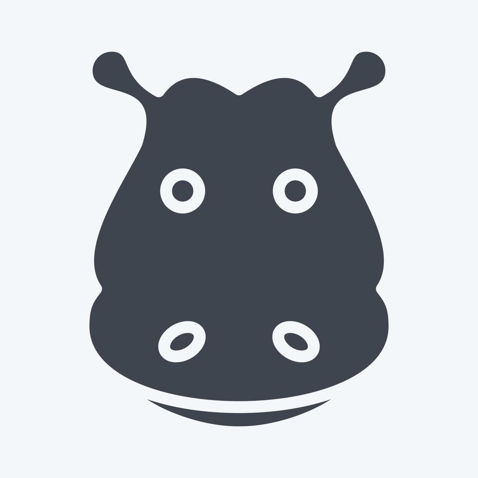 Icon Hippopotamus. related to Animal Head symbol. glyph style. simple design editable. simple illustration. cute. education vector