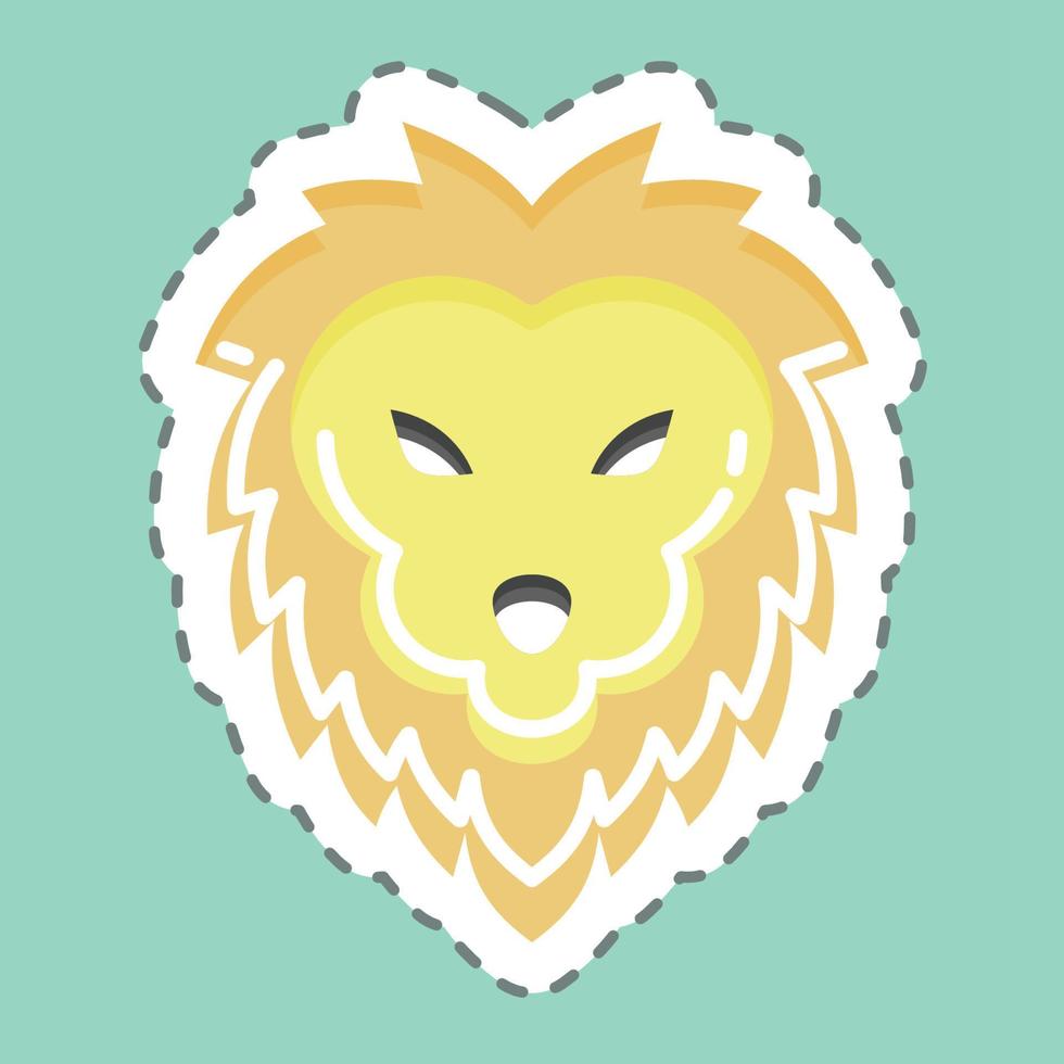 Sticker line cut Lion. related to Animal Head symbol. simple design editable. simple illustration. cute. education vector