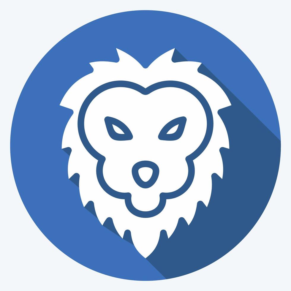 Icon Lion. related to Animal Head symbol. long shadow style. simple design editable. simple illustration. cute. education vector