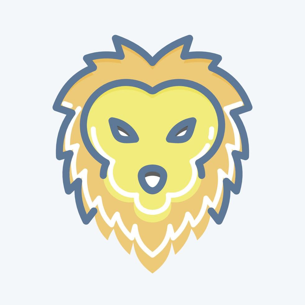 Icon Lion. related to Animal Head symbol. doodle style. simple design editable. simple illustration. cute. education vector