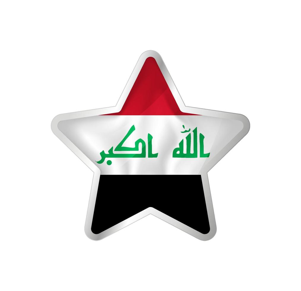 Iraq flag in star. Button star and flag template. Easy editing and vector in groups. National flag vector illustration on white background.