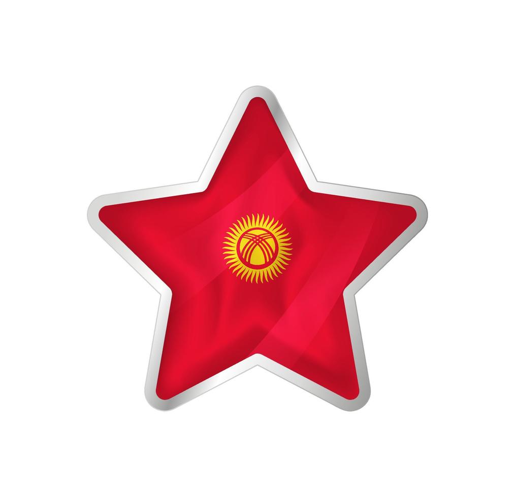 Kyrgyzstan flag in star. Button star and flag template. Easy editing and vector in groups. National flag vector illustration on white background.