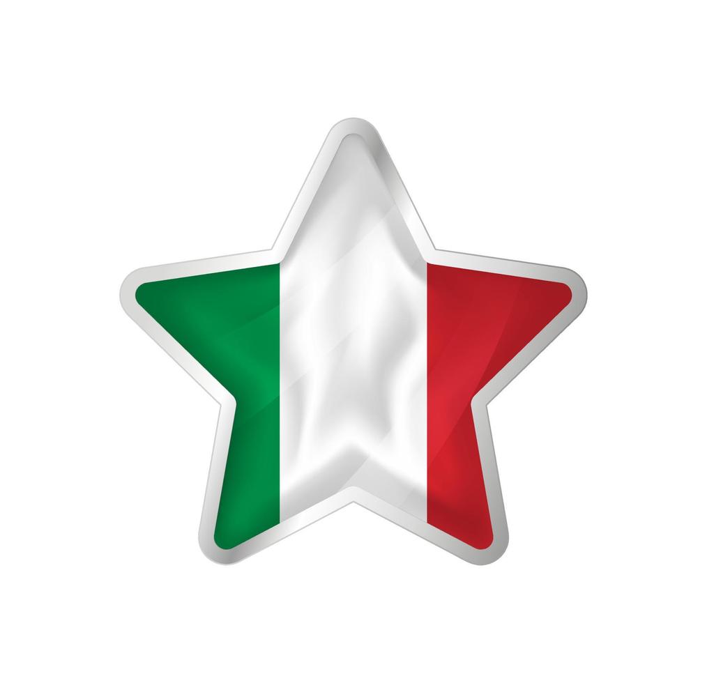 bandera de italia en estrella. estrella de botón y plantilla de bandera. fácil edición y vector en grupos. Ilustración de vector de bandera nacional sobre fondo blanco.