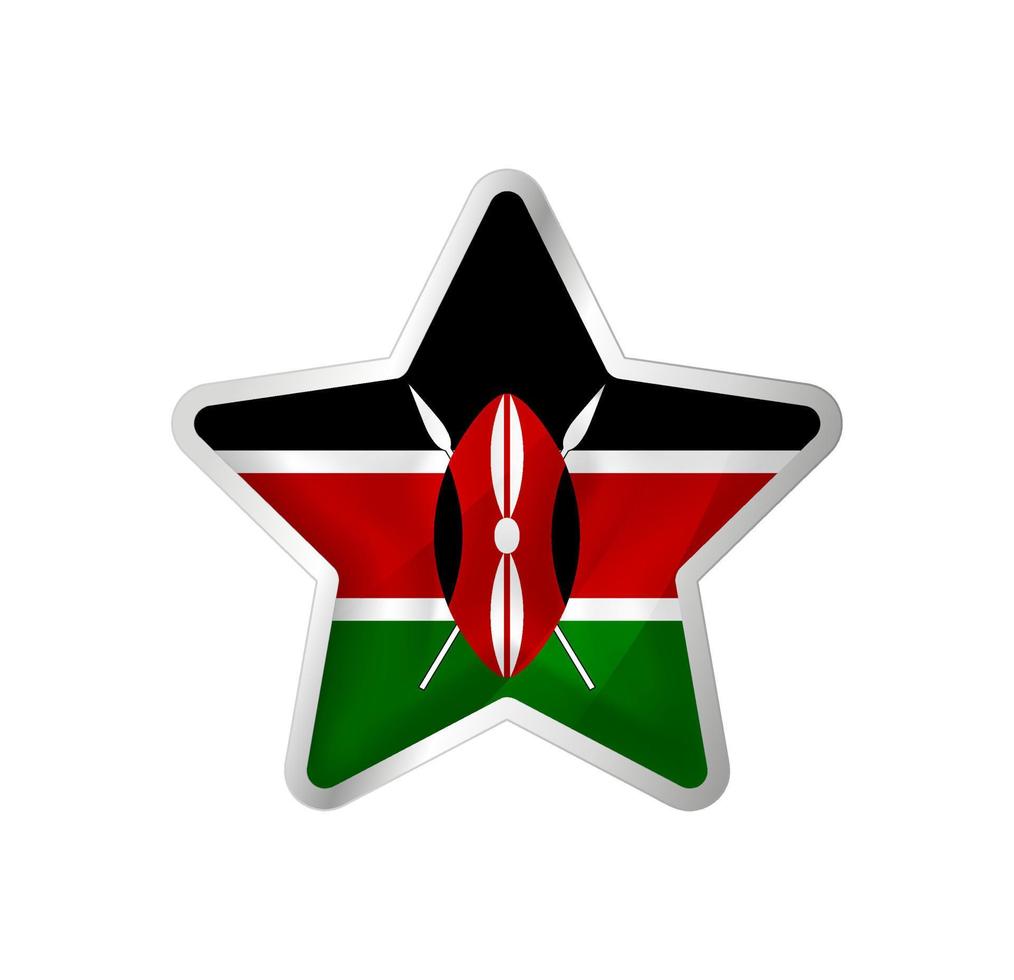 Kenya flag in star. Button star and flag template. Easy editing and vector in groups. National flag vector illustration on white background.