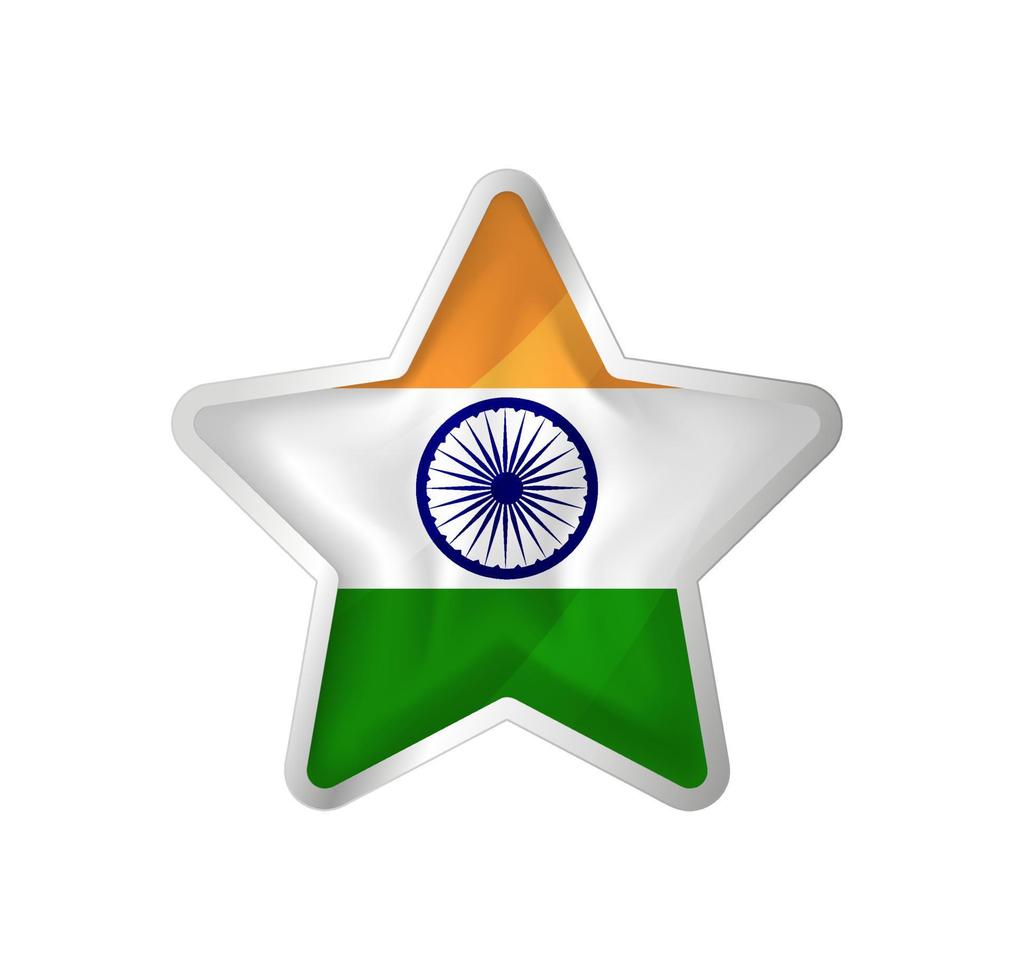 India flag in star. Button star and flag template. Easy editing and vector in groups. National flag vector illustration on white background.