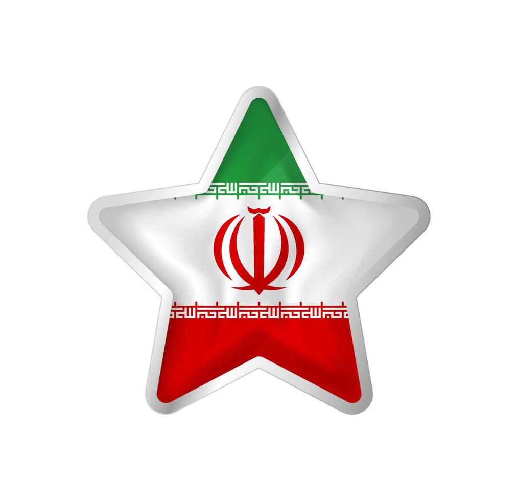 Iran flag in star. Button star and flag template. Easy editing and vector in groups. National flag vector illustration on white background.