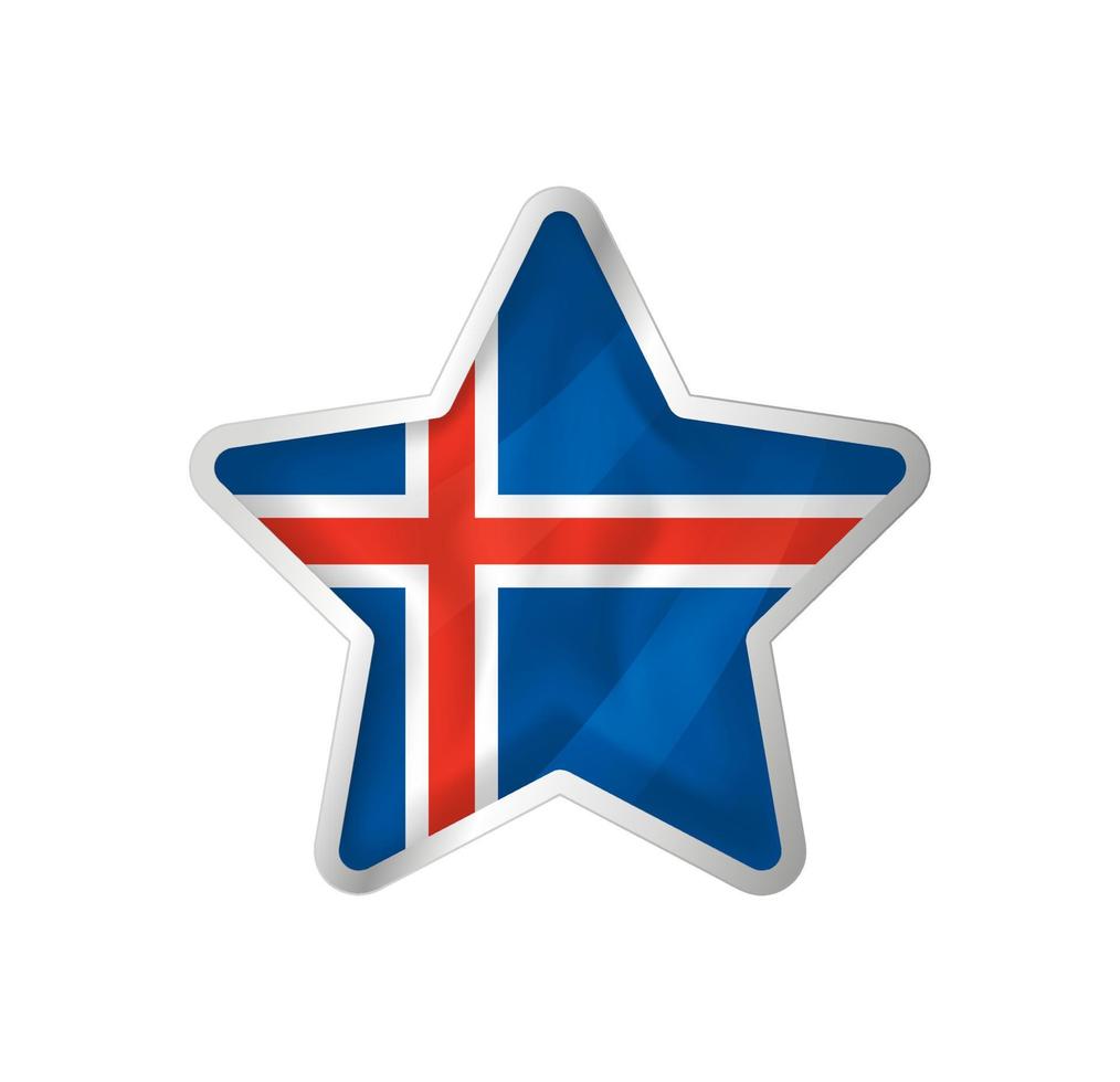 Iceland flag in star. Button star and flag template. Easy editing and vector in groups. National flag vector illustration on white background.