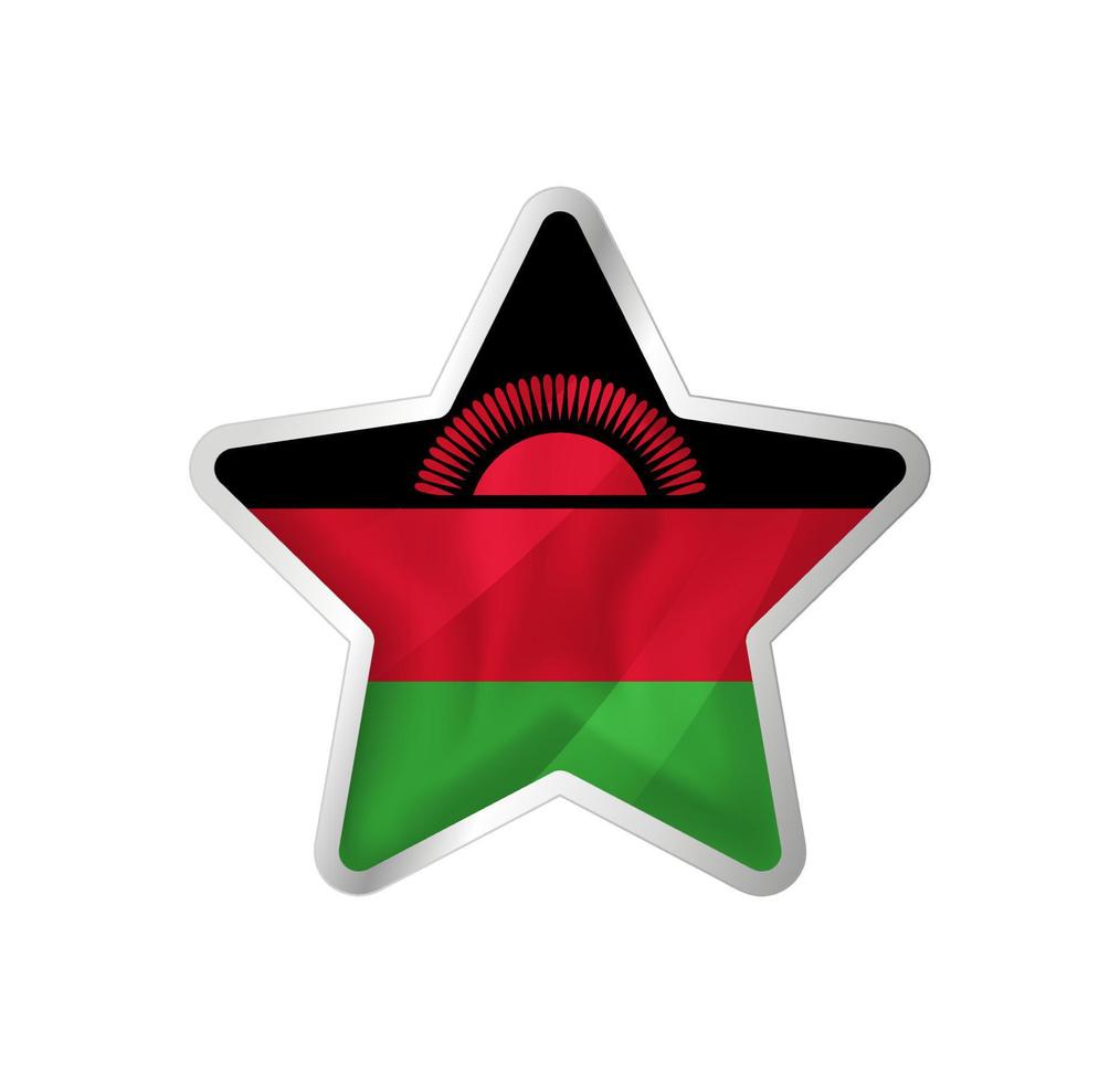 Malawi flag in star. Button star and flag template. Easy editing and vector in groups. National flag vector illustration on white background.
