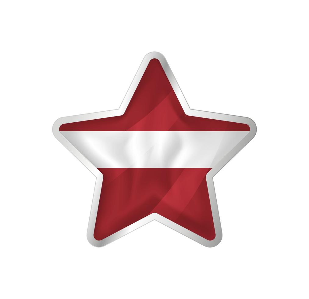 Latvia flag in star. Button star and flag template. Easy editing and vector in groups. National flag vector illustration on white background.