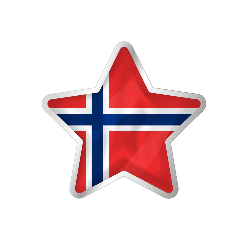 Norway flag in star. Button star and flag template. Easy editing and vector in groups. National flag vector illustration on white background.