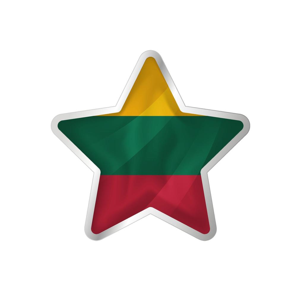 Lithuania flag in star. Button star and flag template. Easy editing and vector in groups. National flag vector illustration on white background.