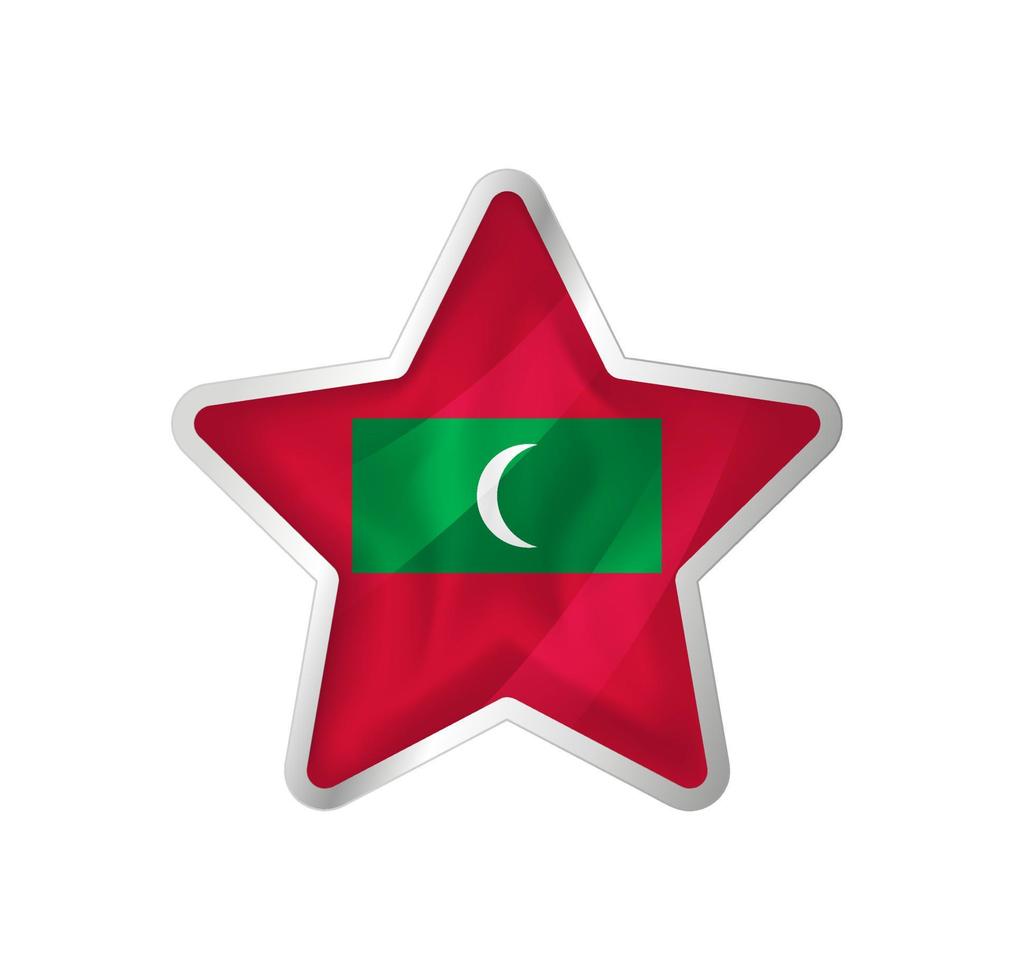 Maldives flag in star. Button star and flag template. Easy editing and vector in groups. National flag vector illustration on white background.