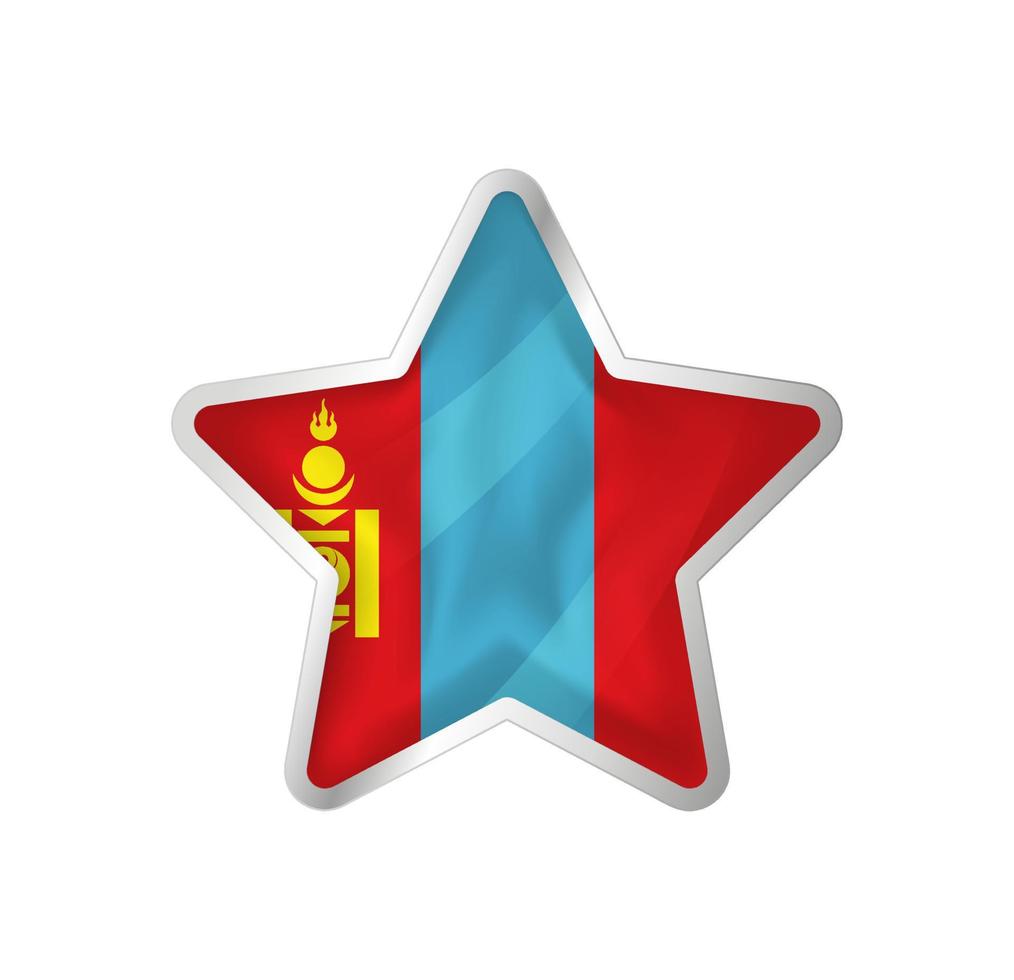 Mongolia flag in star. Button star and flag template. Easy editing and vector in groups. National flag vector illustration on white background.