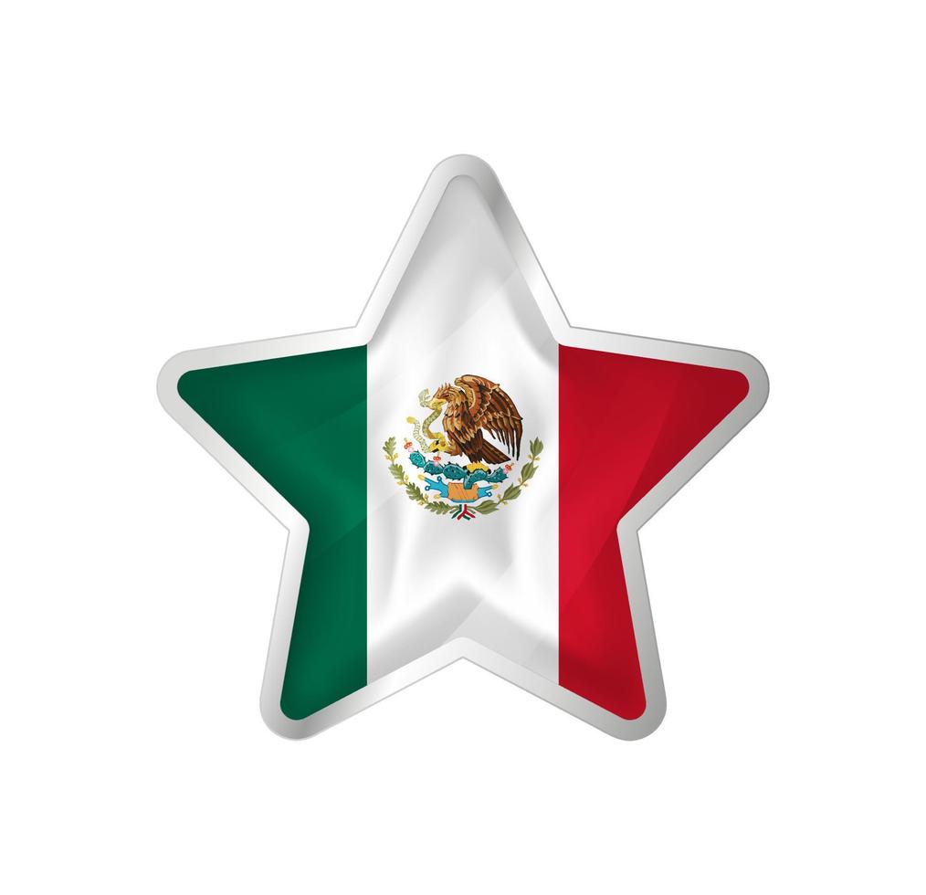 Mexico flag in star. Button star and flag template. Easy editing and vector in groups. National flag vector illustration on white background.