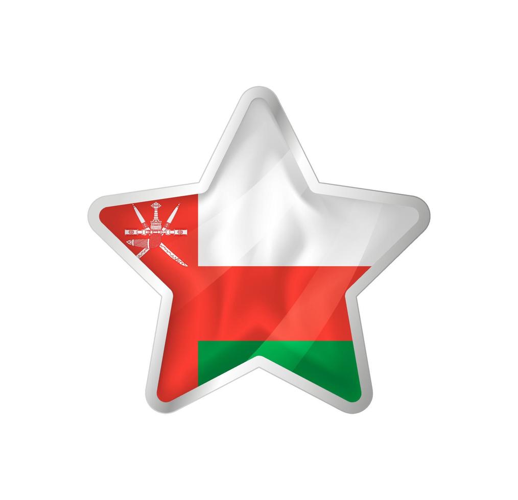 Oman flag in star. Button star and flag template. Easy editing and vector in groups. National flag vector illustration on white background.