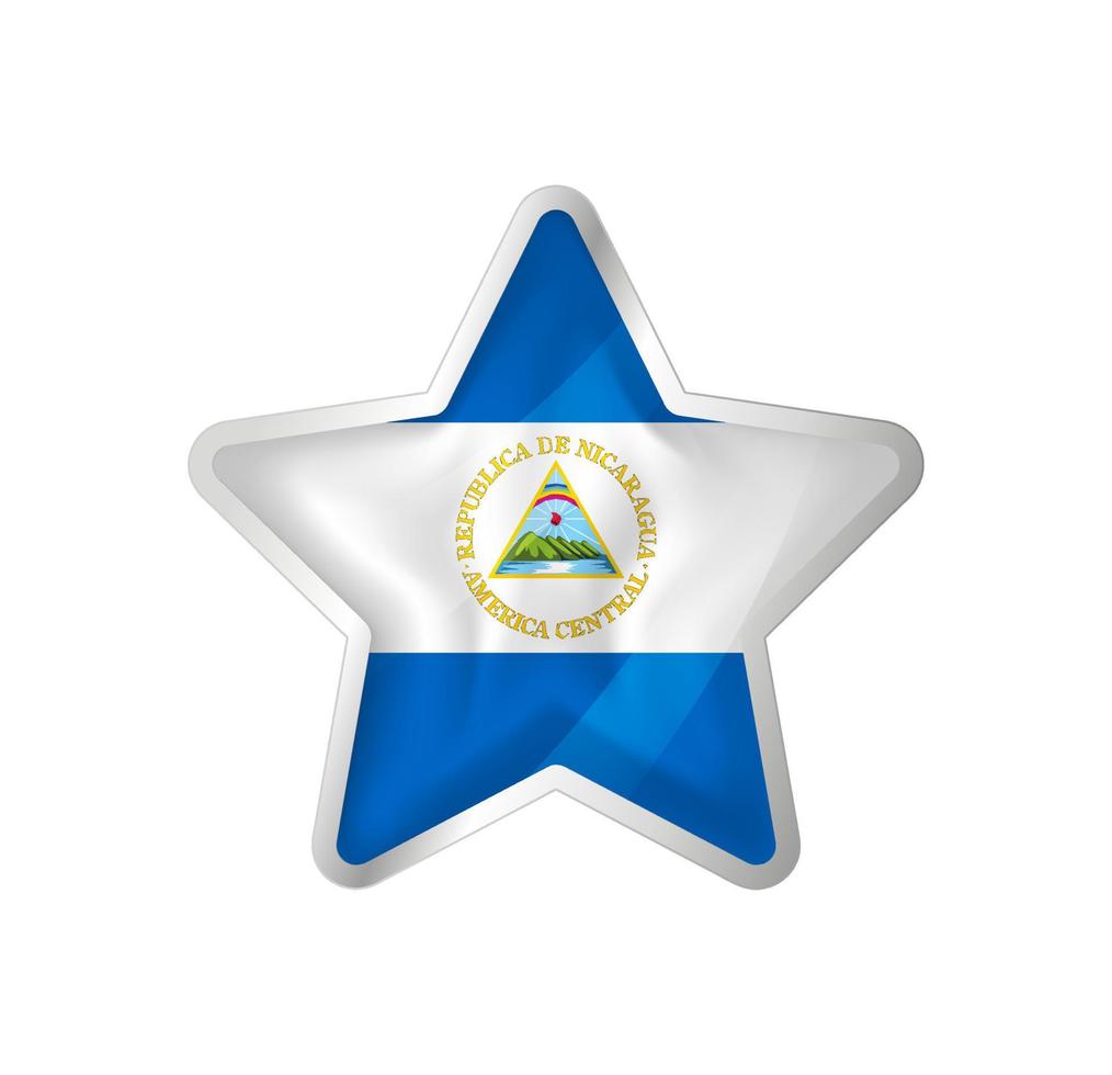 bandera de nicaragua en estrella. estrella de botón y plantilla de bandera. fácil edición y vector en grupos. Ilustración de vector de bandera nacional sobre fondo blanco.