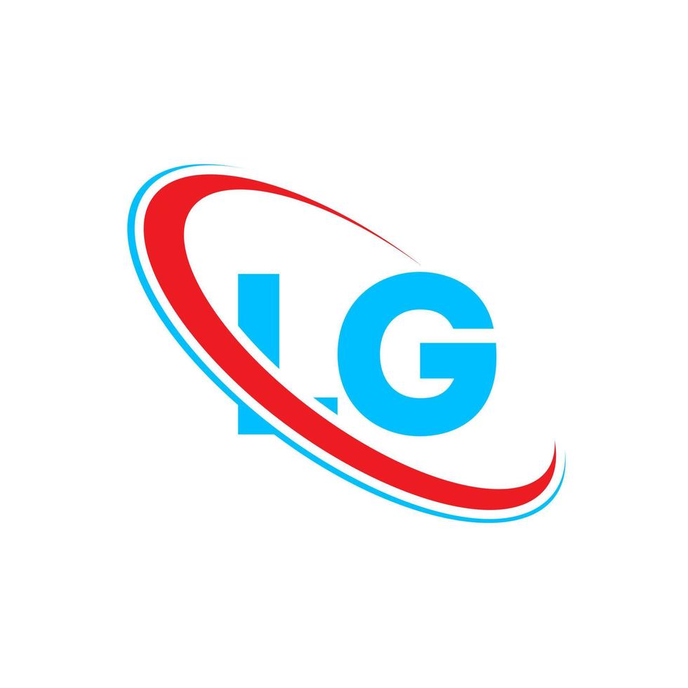 LG logo. LG design. Blue and red LG letter. LG letter logo design. Initial letter LG linked circle uppercase monogram logo. vector