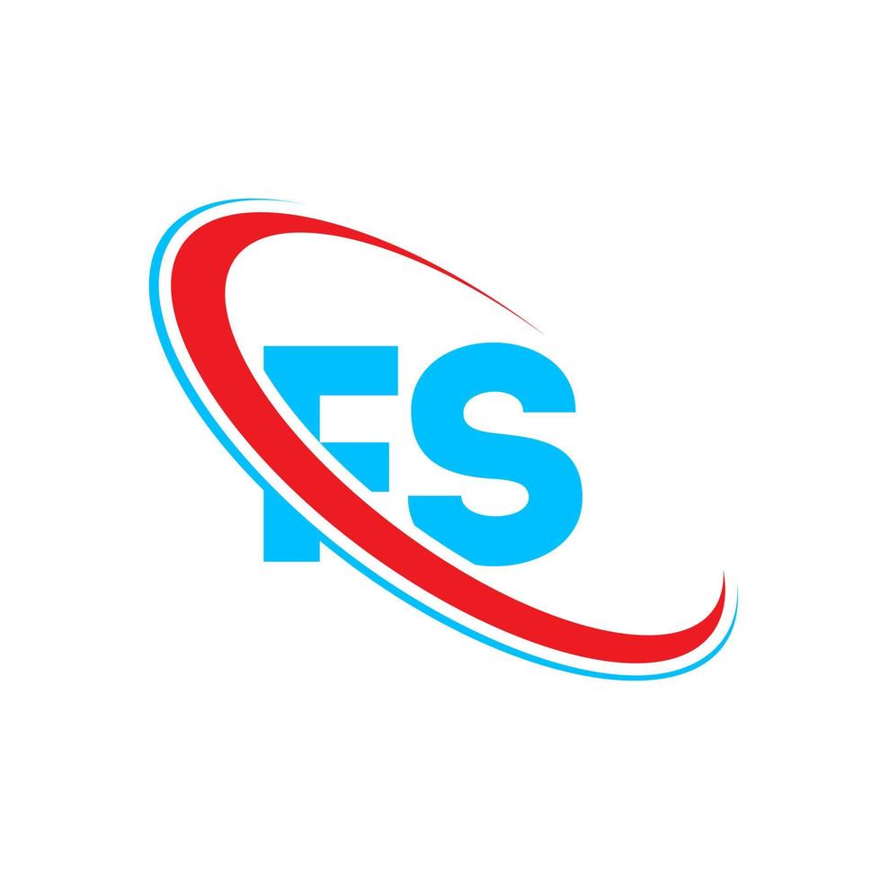 logotipo de fs. diseño fs. letra fs azul y roja. diseño del logotipo de la letra fs. letra inicial fs círculo vinculado logotipo de monograma en mayúsculas. vector