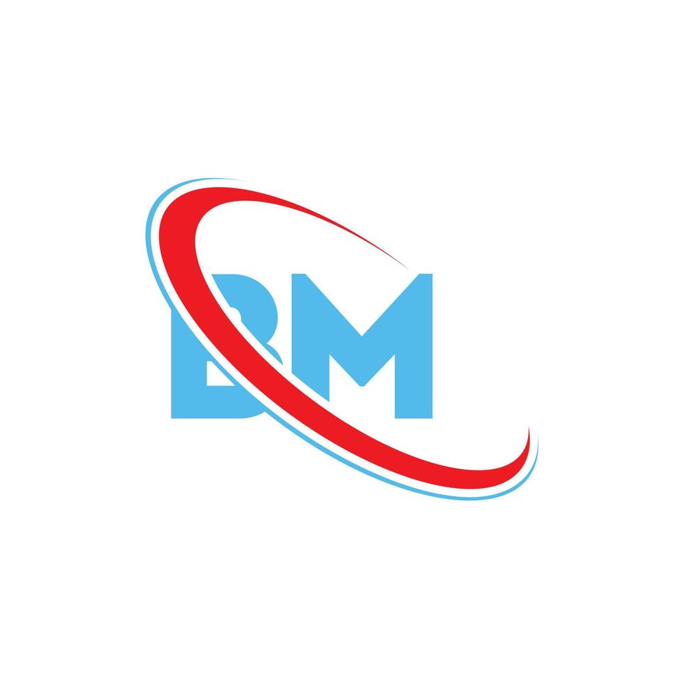 logotipo de b.m. diseño bm. letra bm azul y roja. diseño del logotipo de la letra bm. letra inicial bm círculo vinculado logotipo de monograma en mayúsculas. vector