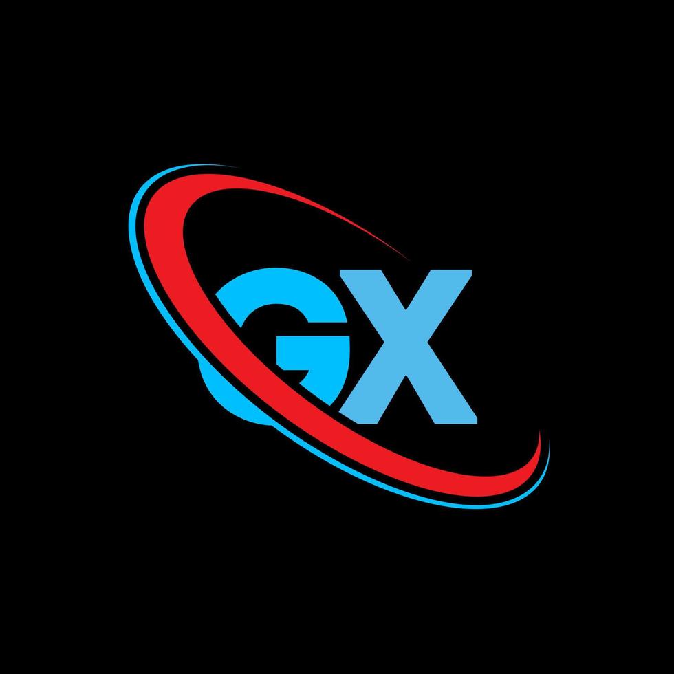 logotipo gx. diseño gx. letra gx azul y roja. diseño del logotipo de la letra gx. letra inicial gx círculo vinculado logotipo de monograma en mayúsculas. vector