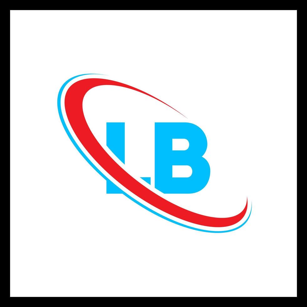 logotipo de libras. Diseño de libras. letra lb azul y roja. diseño del logotipo de la letra lb. letra inicial lb círculo vinculado logotipo de monograma en mayúsculas. vector