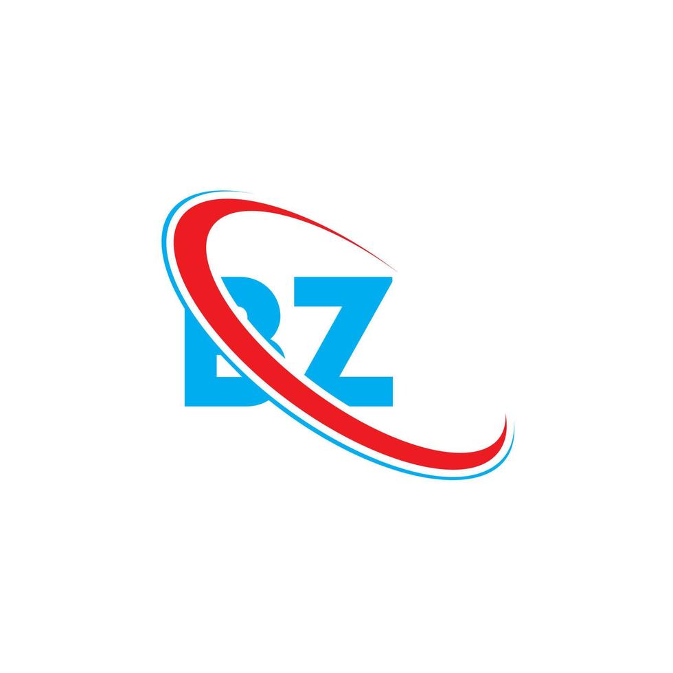logotipo bz. diseño bz. letra bz azul y roja. diseño del logotipo de la letra bz. letra inicial bz círculo vinculado logotipo de monograma en mayúsculas. vector