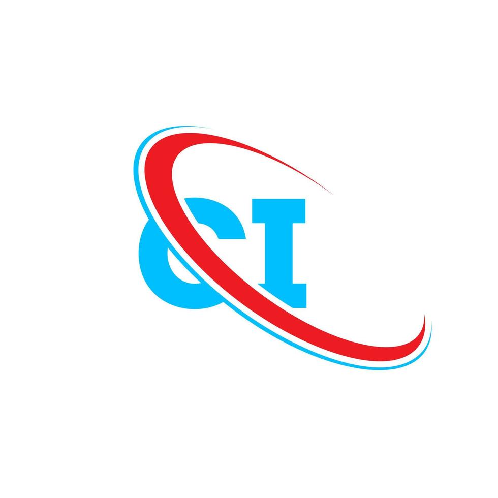 CI logo. CI design. Blue and red CI letter. CI letter logo design. Initial letter CI linked circle uppercase monogram logo. vector