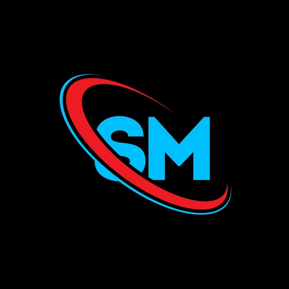 SM S M letter logo design. Initial letter SM linked circle uppercase  monogram logo red and blue. SM logo, S M design. sm, s m 11311930 Vector  Art at Vecteezy