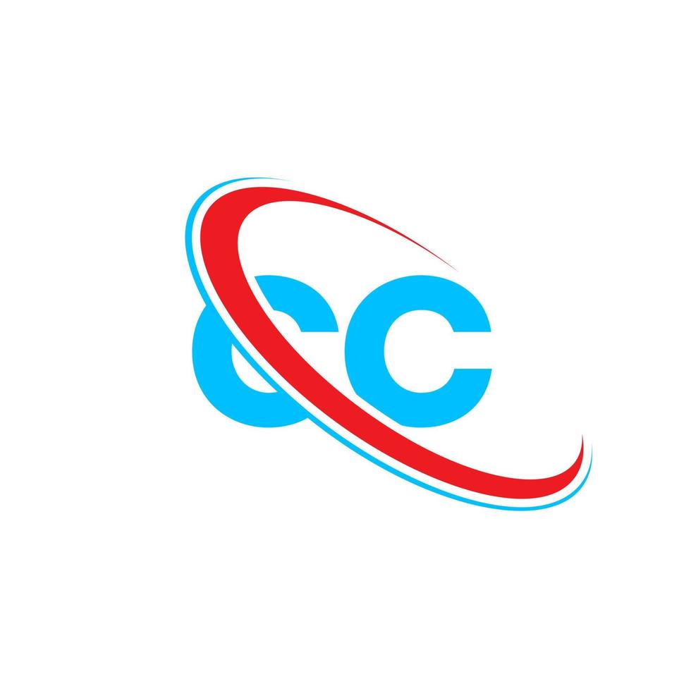 CC logo. CC design. Blue and red CC letter. CC letter logo design. Initial letter CC linked circle uppercase monogram logo. vector