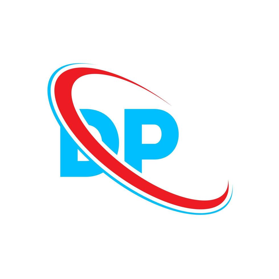 DP logo. DP design. Blue and red DP letter. DP letter logo design