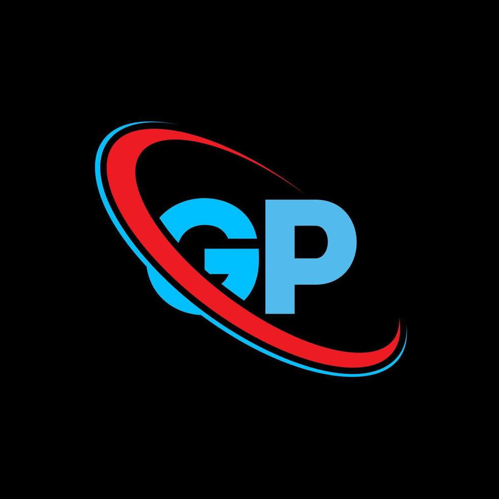 GP logo. GP design. Blue and red GP letter. GP letter logo design