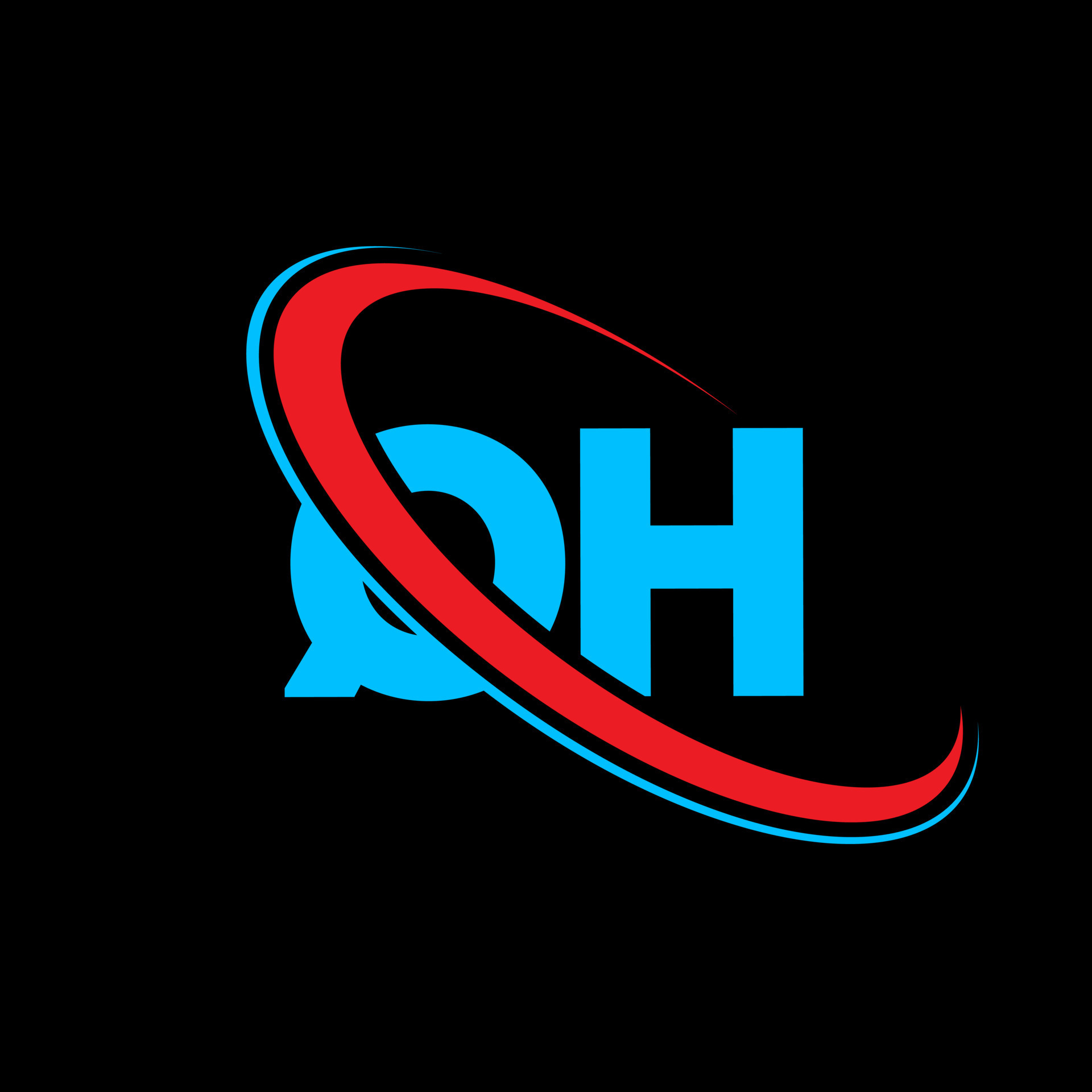 QH logo. QH design. Blue and red QH letter. QH letter logo design ...