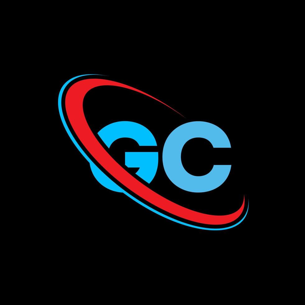 GC logo. GC design. Blue and red GC letter. GC letter logo design