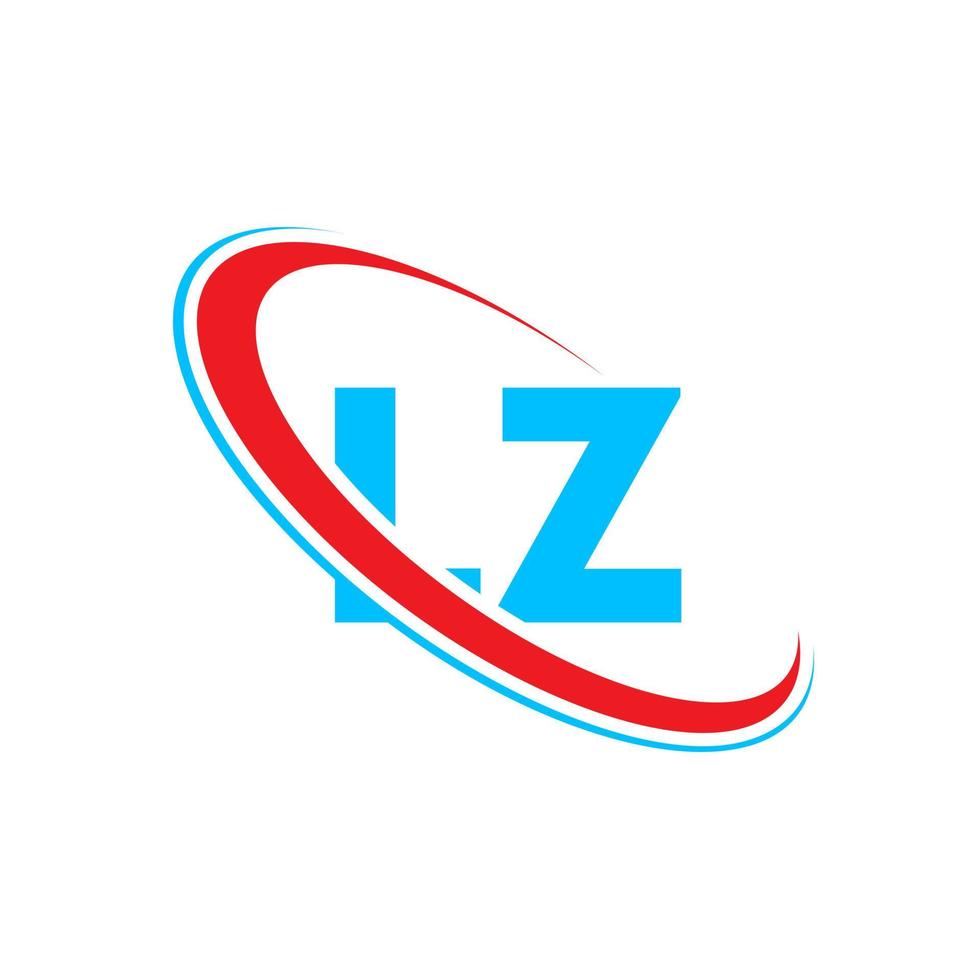 logotipo de lz. diseño lz. letra lz azul y roja. diseño del logotipo de la letra lz. letra inicial lz círculo vinculado logotipo de monograma en mayúsculas. vector