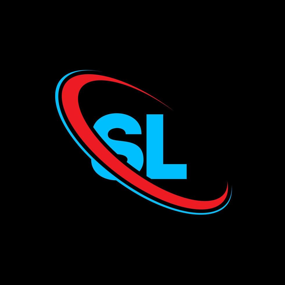 logotipo de SL. diseño SL. letra sl azul y roja. diseño del logotipo de la letra sl. letra inicial sl círculo vinculado logotipo de monograma en mayúsculas. vector