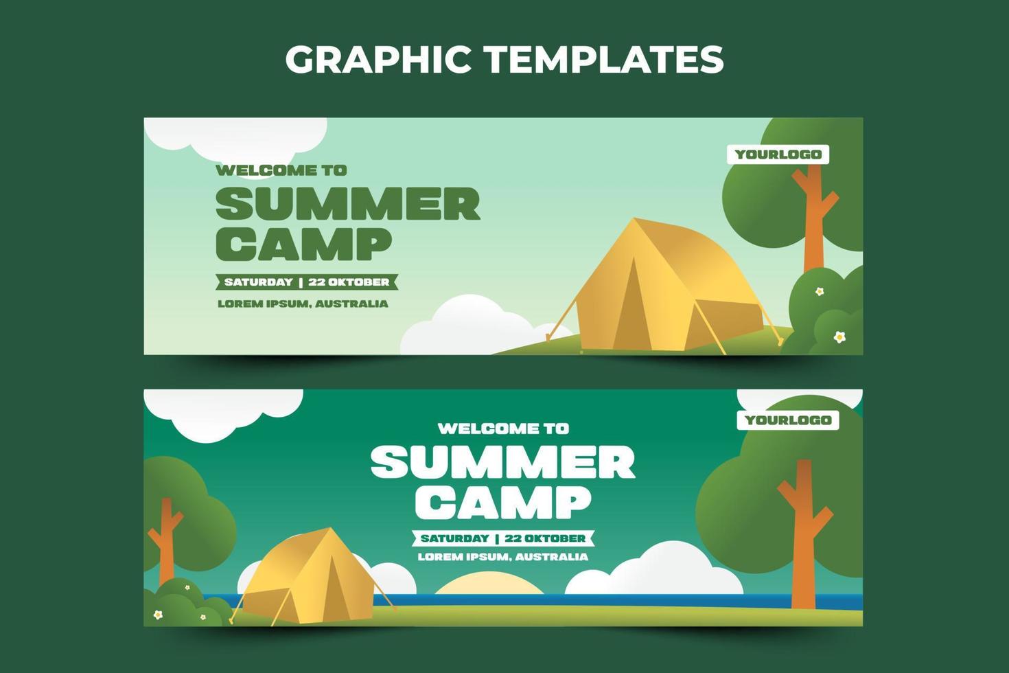 plantilla gráfica de campamento de verano fácil de personalizar diseño simple y elegante vector