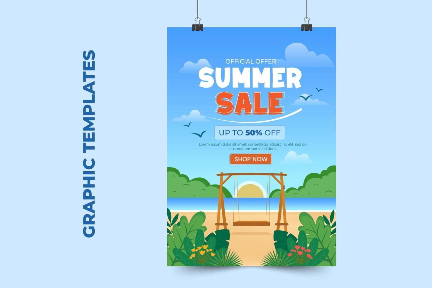 Summer Sale Graphic template easy to customize simple and elegant design vector