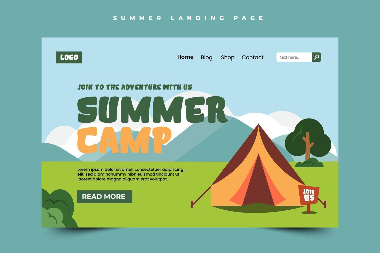 plantilla gráfica de campamento de verano fácil de personalizar diseño simple y elegante vector