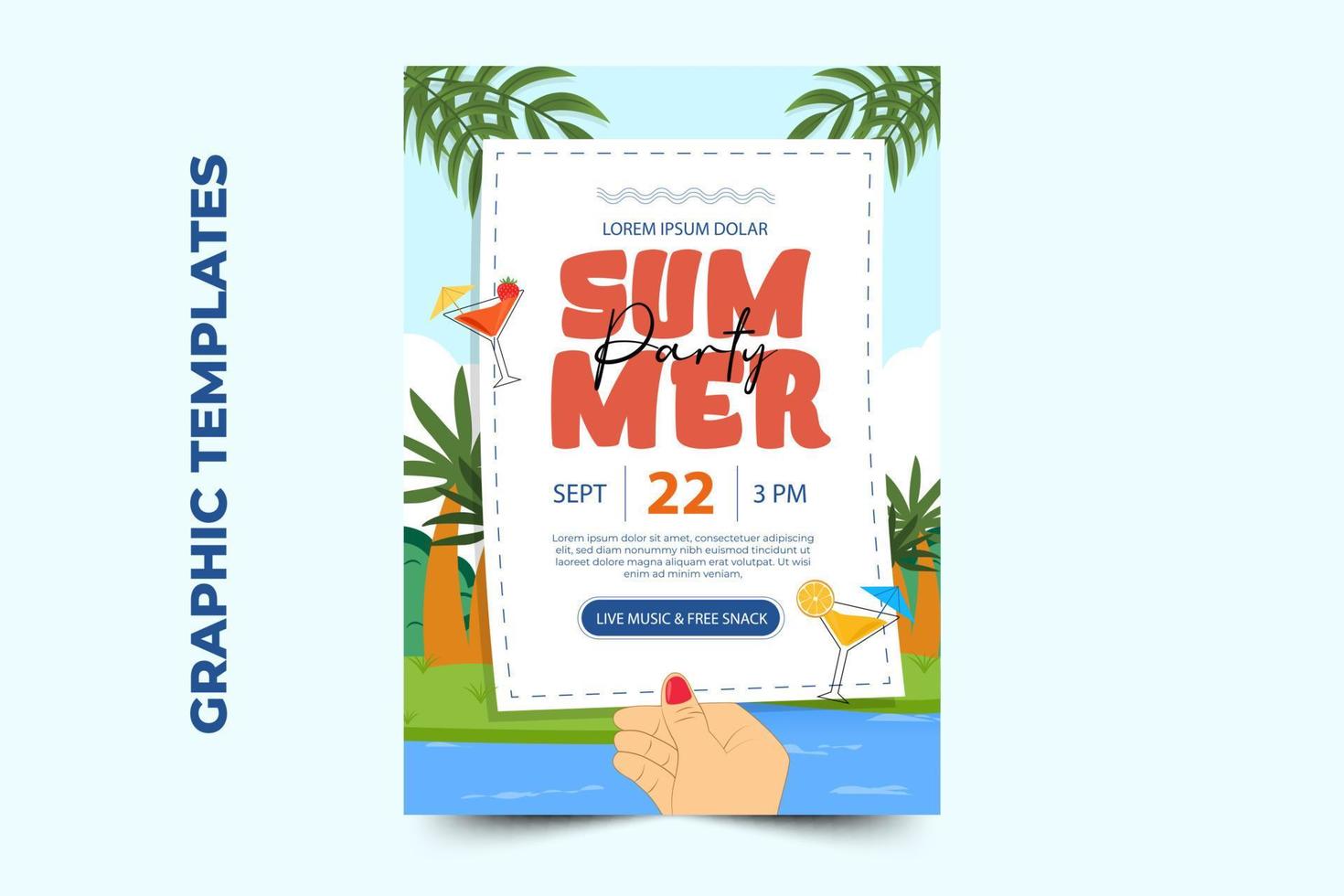 plantilla gráfica de venta de verano fácil de personalizar diseño simple y elegante vector