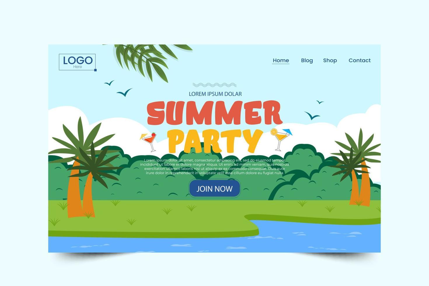 plantilla gráfica de fiesta de verano fácil de personalizar diseño simple y elegante vector